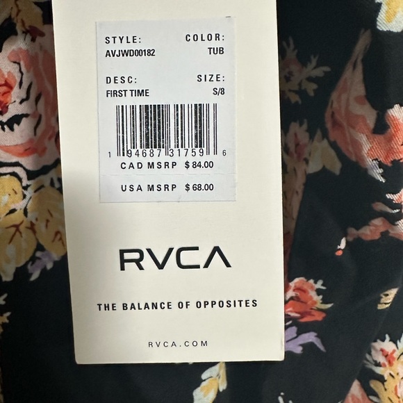 NWT RVCA Women’s Long Sleeve Floral Button Black Dress Size Small Originally$68 - Picture 3 of 9